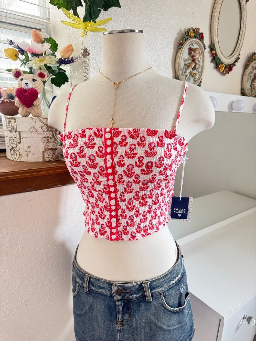 NWT Roller Rabbit X Target Red Floral crop top